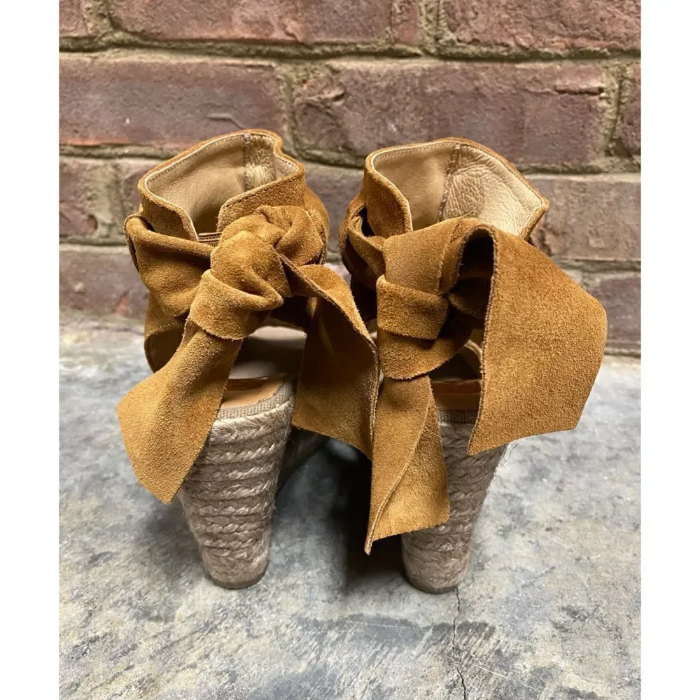 Kanna Tan Suede Basket Karneol Espadrille Platform Wedge NEW Size 36
